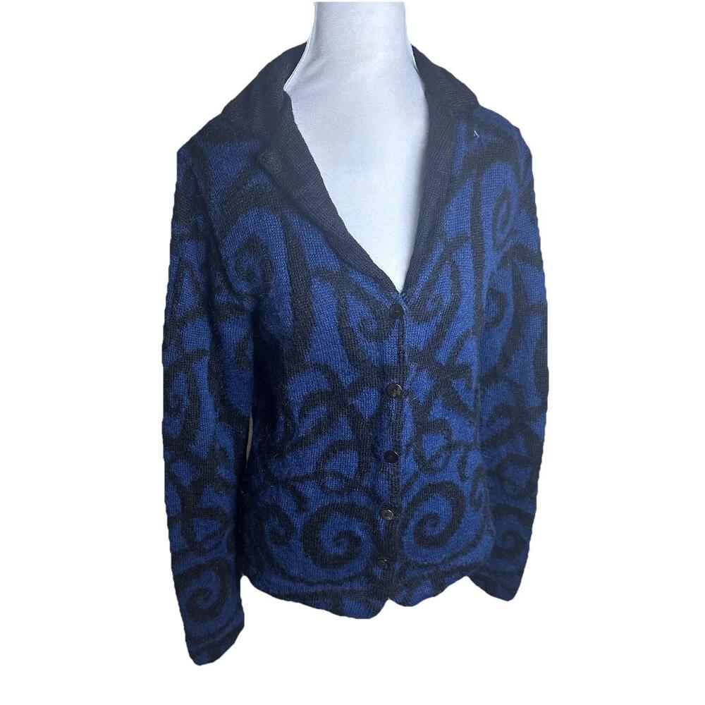 Dakota Alpaca Wool art To Wear Spiral Cardigan Sweater Flaw Repair Unisex Sz M